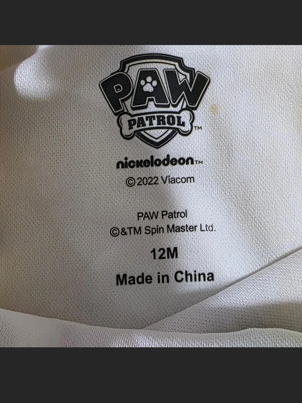 Nickelodeon PAW Patrol White Tee with Black Logo